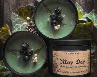 May Day Ritual Candle - Berries & Sage - 8 oz Soy Wax Hedgewitch Sabbat Candle - Beltane Witchcraft Altar Decor