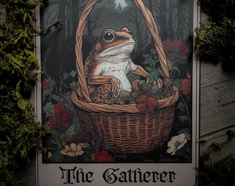 The Gatherer - Tarot Card Print - 5" x 7" - Toad - Witch - Fantasy - Woodland