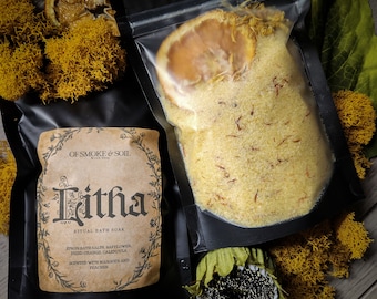 Litha Ritual Bath Soak - Summer Solstice Witch Bath Salts - Sabbat - Peaches Mango - Midsummer Sun