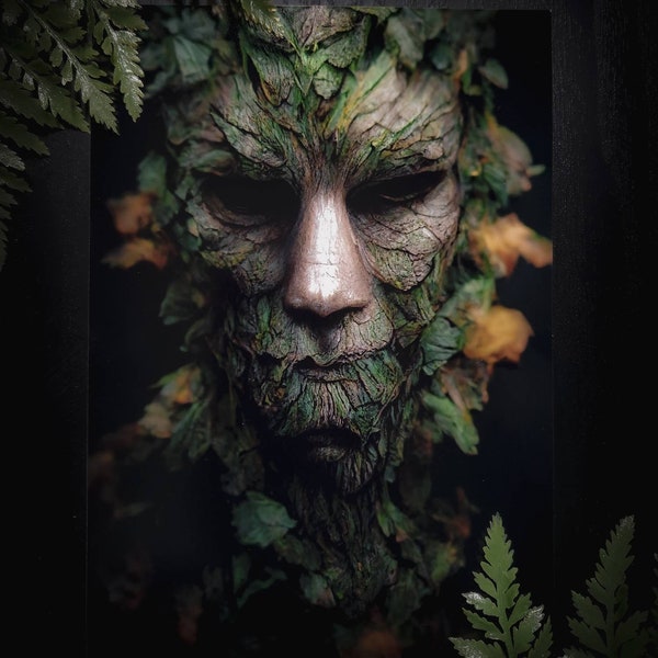 Keeper of the Forest - 7" x 5" Art Print - The Green Man - Cernunnos - Pan - Digital Art