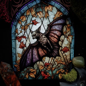 Stained Glass Bat - Art Print - Gothic - Cathedral Window