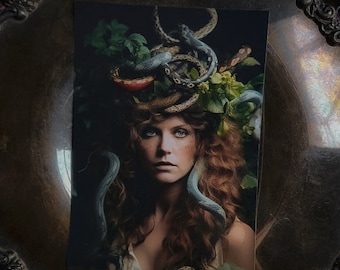 Serpentine Queen - 7" x 5" Art Print - Medusa Digital Art - Witchcraft