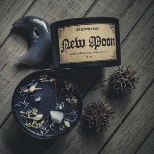 New Moon Ritual Candle - Soy Wax - JasmineP Patchouli Tonka - 8 oz - Witchcraft