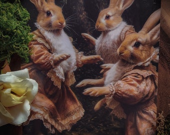 The Dancing Hares  - 7" x 5" Art Print - Digital Art - Ostara - Witchcraft
