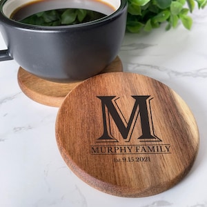 Wooden Coaster, Personalized Coaster, Engraved Coaster, Wedding Coaster Gift Set
