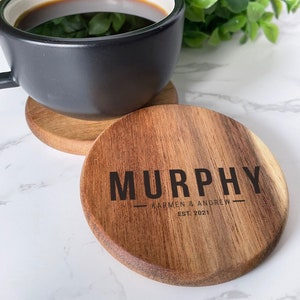 Wooden Coaster, Personalized Coaster, Engraved Coaster, Wedding Coaster Gift Set