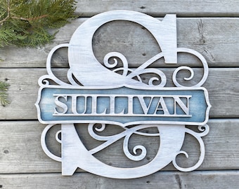 Wooden Monogram Front Door Sign | Wood Last Name Sign | Wooden Family Name Sign | Custom Entry Sign | Entryway Décor | Wooden Welcome Sign