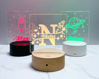 Luce LED a tema spaziale, luce monogramma, luce notturna, luce nursery, nome personalizzato, regalo personalizzato