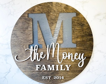 Wood Monogram Sign | Custom Wood Family Name Sign | Front Porch Sign | Monogram Plaque | Front Porch Decor | Custom Wood Sign
