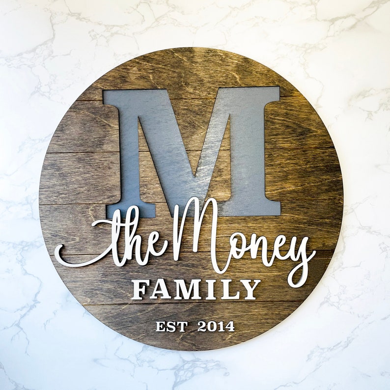 Wood Monogram Sign | Custom Wood Family Name Sign | Front Porch Sign ...