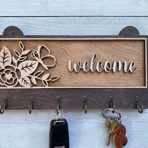 Wall Key Holder | Wall Key Hook | Rustic Home Decor | Farmhouse Wall Decor | Butterfly Key Holder