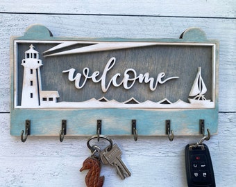 Wall Key Holder | Wall Key Hook | Rustic Home Decor | Farmhouse Wall Decor | Lighthouse Key Holder