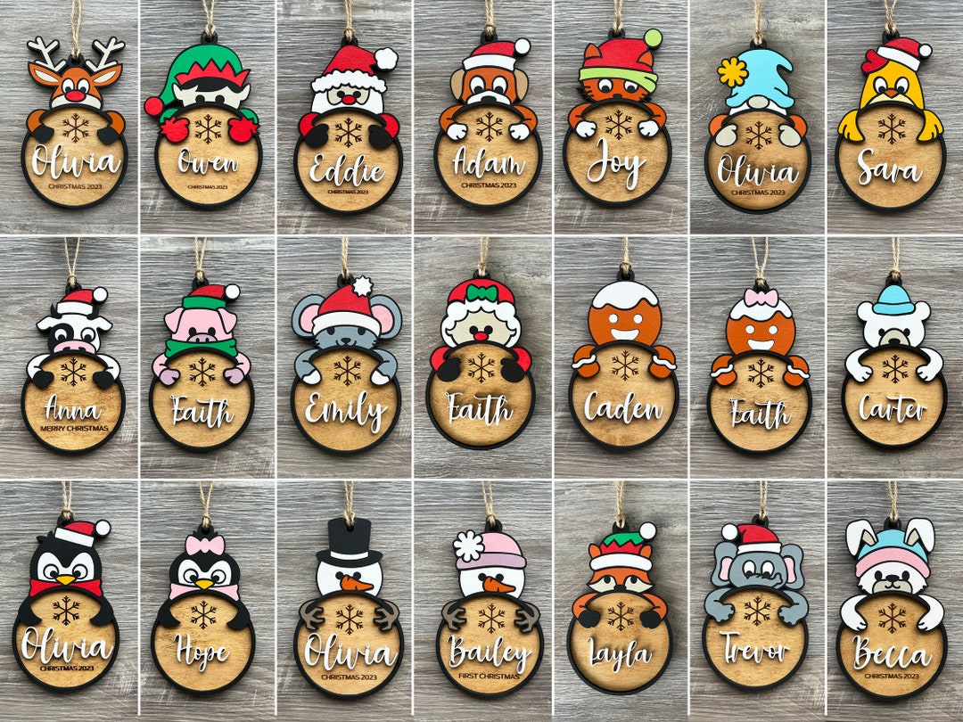 Personalized Christmas Character Tree Ornament, Custom Name Festive ...