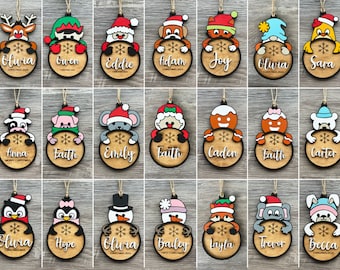 Personalized Christmas Character Tree Ornament, Custom Name Festive Holiday Decor, Wooden Christmas Tree Decoration, Gingerbread Girl