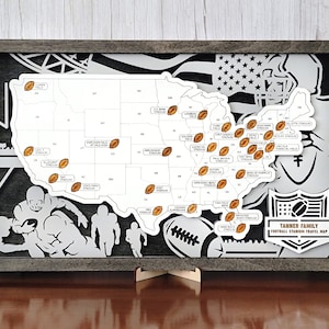 Mapa de estadio de fútbol personalizado, regalo para amantes del fútbol para papá y esposo, viaje de fútbol profesional, regalo de jubilación para hombres, lista de mapas de fútbol