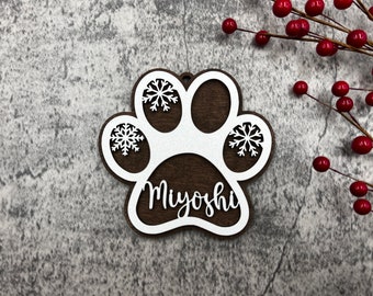 Paw Christmas Ornament, Cat Dog Pet Christmas Ornament, Christmas Decoration, Personalized Gift, Holiday Decor