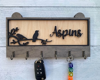 Wall Key Holder | Wall Key Hook | Rustic Home Decor | Farmhouse Wall Decor | Birds Key Holder