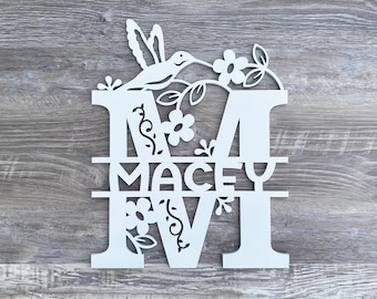 Baby Room Door Hanger, Hummingbird Gifts, Wooden Letters Nursery, Monogram Wall Art, Custom Name Sign, Hummingbird Decor, Over The Crib