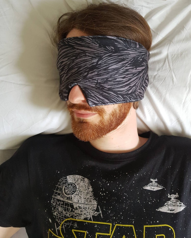 Schwarze Wickel-Unisex-Schlafmaske, übergroße Augenmaske für Männer, verstellbare Unisex-Augenmaske mit Klettverschluss Bild 1