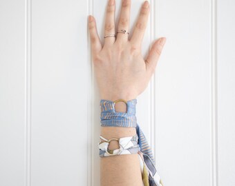 Textillery with Silver Ring, Fabric Necklace, Fabric Bracelet, Hairband
