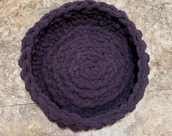 NEW COLORS Handmade Chenille Cat Bed – Chunky Yarn Pet Bed – Plush Mat