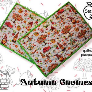 Autumn Gnomes Quilted Placemats (Set of 2)