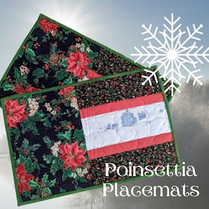 Poinsettia Placemats -  Set of 2, Free Shipping