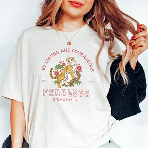 Tiger Shirt Bible Verse Shirt Faith Based Shirt Christian Merch Faith Over Fear Christian Streetwear Trendy Christian Apparel Christian Tees