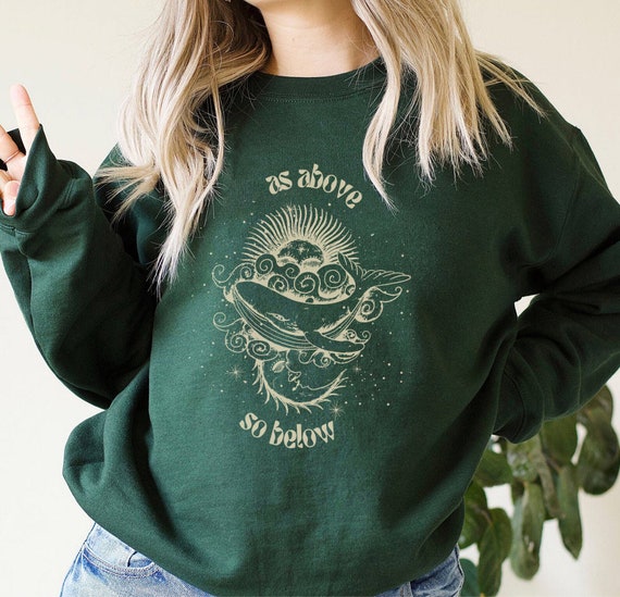 Celestial Sweater Whale Shirt Witchy Clothes Mystical Shirt Moon Sweatshirt Trendy Sweatshirt Oversized Sweatshirt Aesthetic Clothes