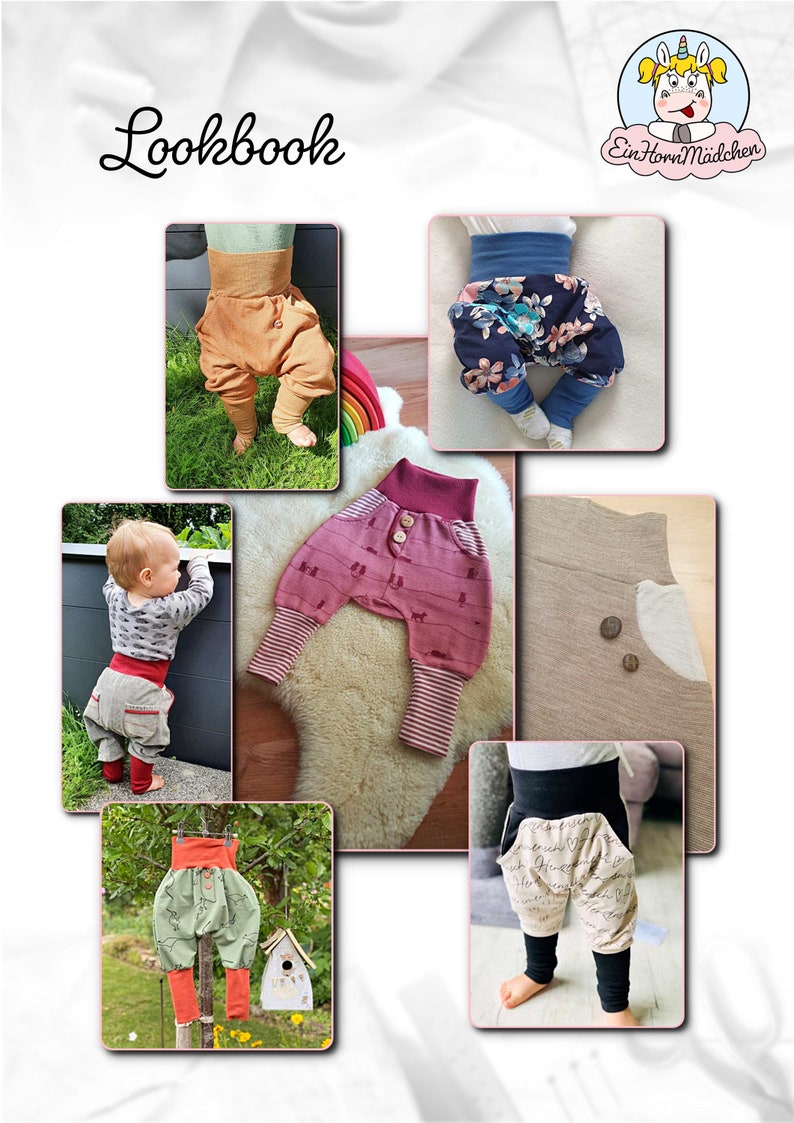 Peut inclure: Un lookbook pr&eacute;sentant diff&eacute;rents styles de pantalons pour b&eacute;b&eacute;. Les pantalons sont fabriqu&eacute;s &agrave; partir de diff&eacute;rents tissus et couleurs, notamment le marron, le rose, le bleu et le vert. Les pantalons pr&eacute;sentent diff&eacute;rents motifs, notamment des rayures, des motifs floraux et des couleurs unies. Tous les pantalons sont con&ccedil;us pour les b&eacute;b&eacute;s et les tout-petits.
