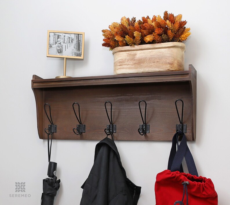 Seremeo Entryway Wall Mounted Coat Rack Rustic Grey Brown Etsy