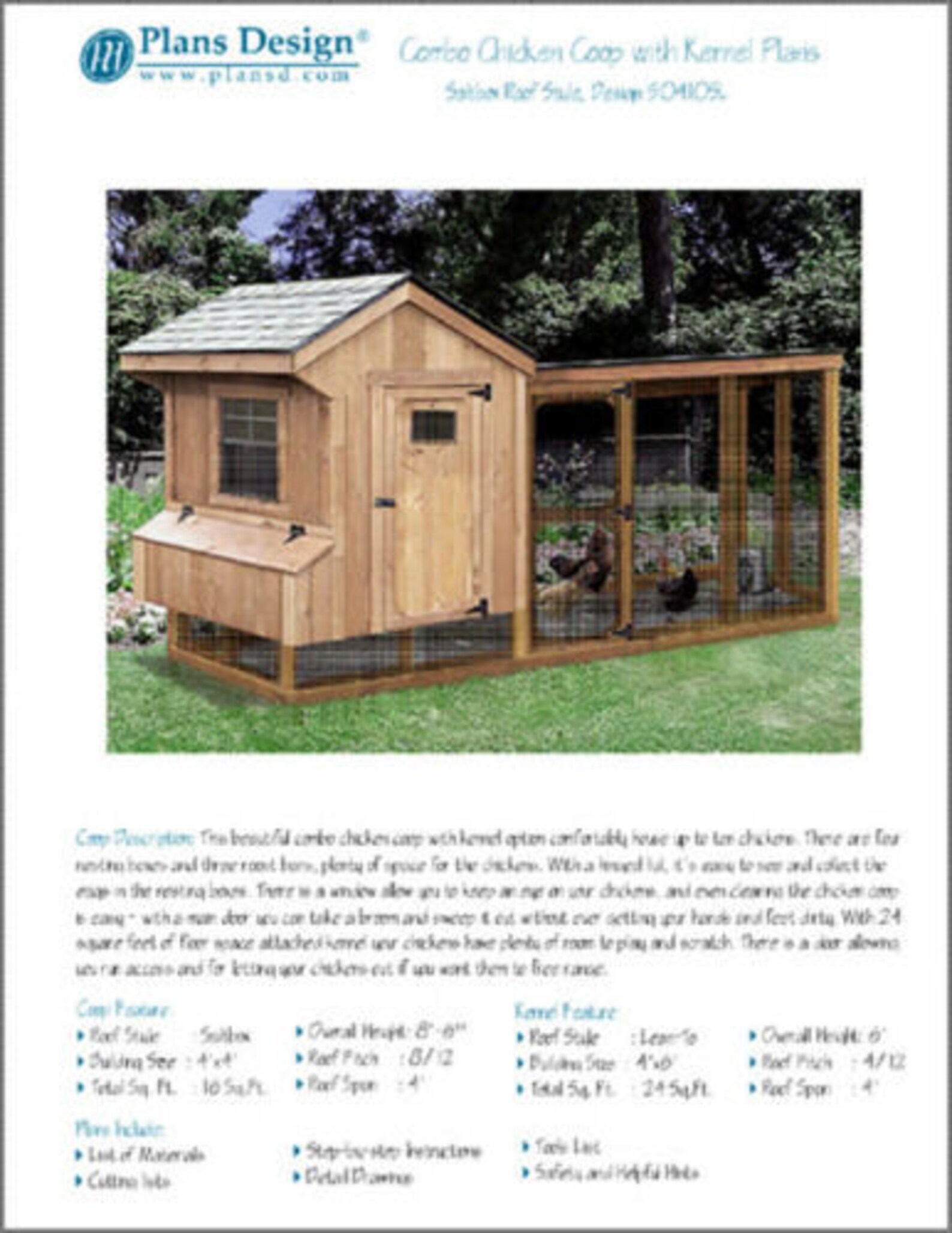 Saltbox Chicken Coop with Leanto Kennel Combo Project Plans Etsy