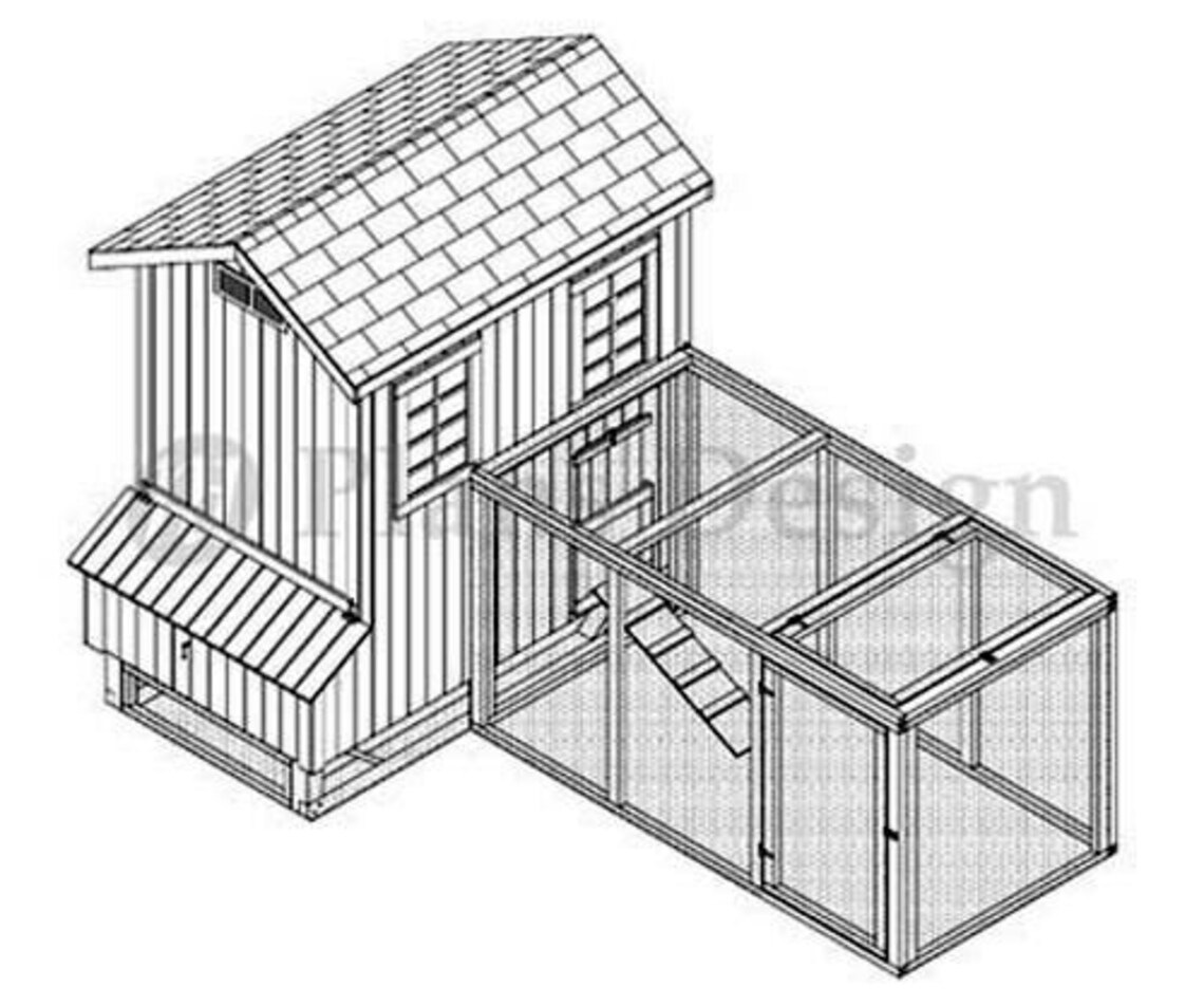 4'x7' Gable Style Chicken Poultry Coop Plans Free Run Etsy