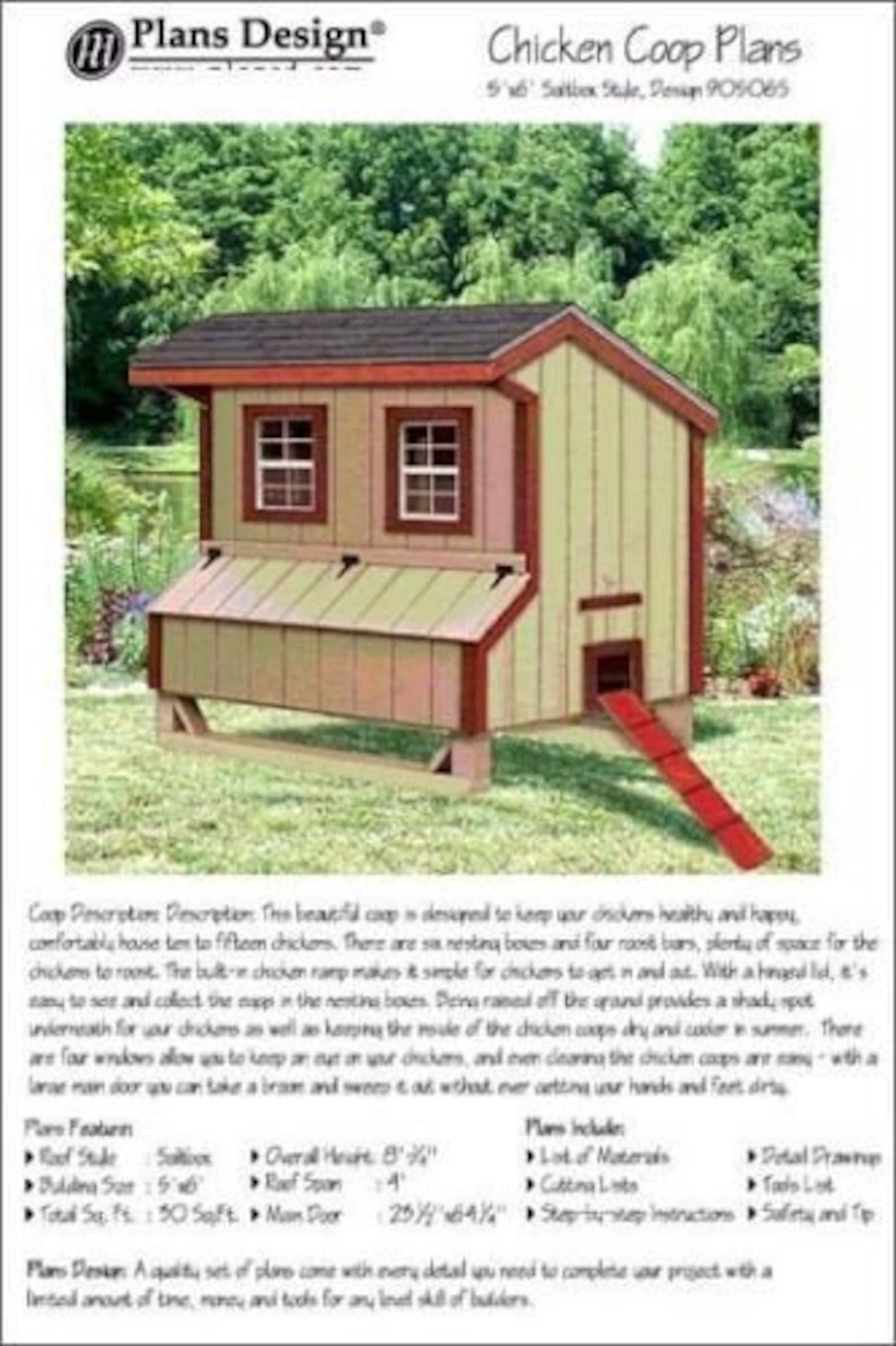 5'x6' Chicken Coop / Hen House Plans Saltbox Roof Etsy Singapore