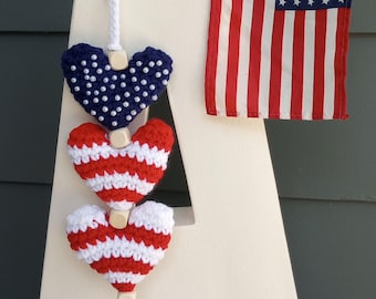 Celebrate America’s 250th anniversary with this USA Flag Crochet Hanging for your car, bag, tree, home, office, or shop.