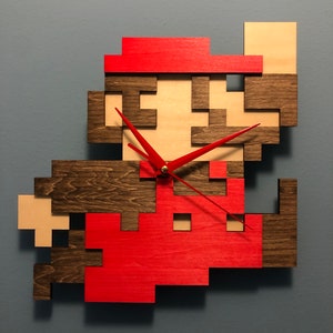 Handmade 3D Super Mario Bros. Decorative Unique Silent Clock, For Table, Desk, Shelf, or Wall