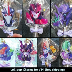 Lollipop Charm Keychain Transformers Prime and Ratchet and Clank