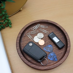 Black Walnut Circular Valet, Desk Tray & Catch All Tray