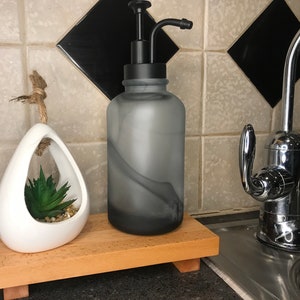 European Beech Farmhouse Style Bathroom & Kitchen Decorative Soap Display Pedestal Riser, Water Resistant