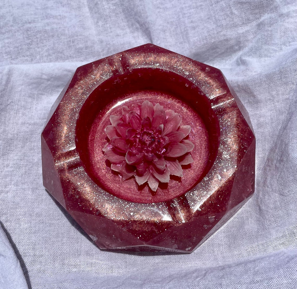 Pink flower ashtray Etsy