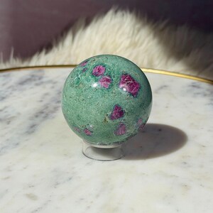 Ruby and Fuchsite Sphere 0.84 lb Gift for Crystal Lovers Home Decor and Meditation