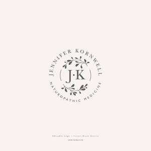 Botanical Circle Logo, Naturopathic Logo, Botanic Logo – Minimal Elegant Monogram Design for Wellness & Handmade Brands