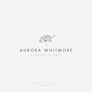 Dandelion Logo, Elegant or Playful Logo Design, Premade Logo, Customizable, Floral Brand Identity