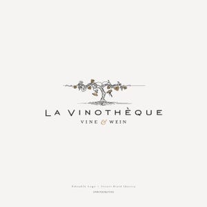 Wine Logo Design • Vineyard Logo • Elegant Winery Branding • Hand Drawn Grapevine Logo • Enoteca Identity Customizable