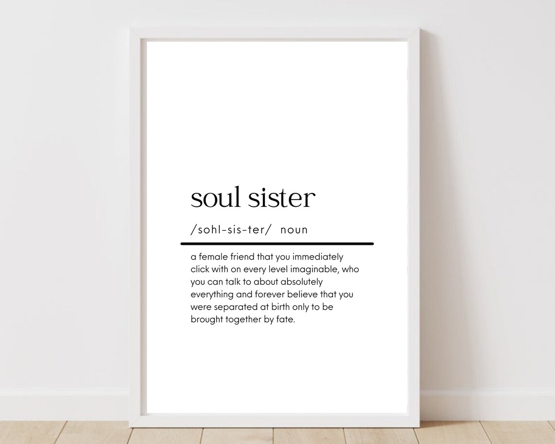 Soul Sister Definition Print Definition Poster Word Meaning Etsy