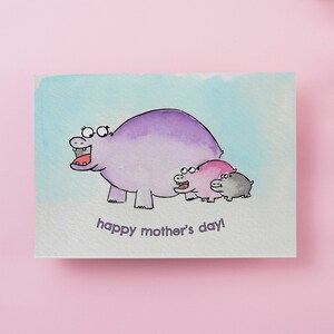 bonne fête des mères hippopotames | Fête des mères hippopotames mignons | cadeaux pour maman | 1ère fête des mères | future maman | hippopotame, cartes