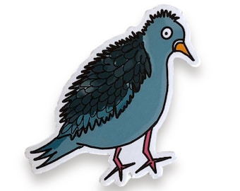 Confused Pigeon Sticker: Funny Bird, Laptop Planner Decal