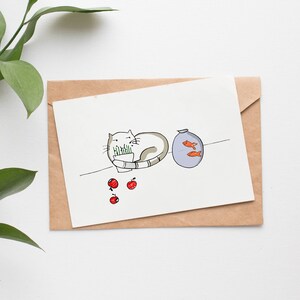 Chat et poisson Norooz | Carte de voeux de nouvel an persan | Norouz Pirooz | Carte Nouvel An iranien | Jolie carte Norooz pour soeur | fabriqué au Canada
