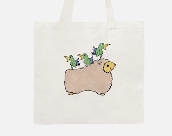 Bolsa de lona de algodón Sheepaca con un diseño ilustrado peculiar