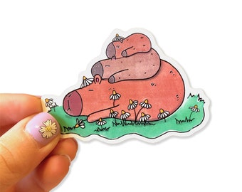 Sleeping Capybaras Vinyl Sticker | Cute Animals Waterproof Sticker